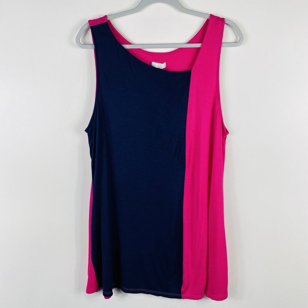 C. Wonder Tank Top XL Colorblock Sleeveless Pink Navy Blue